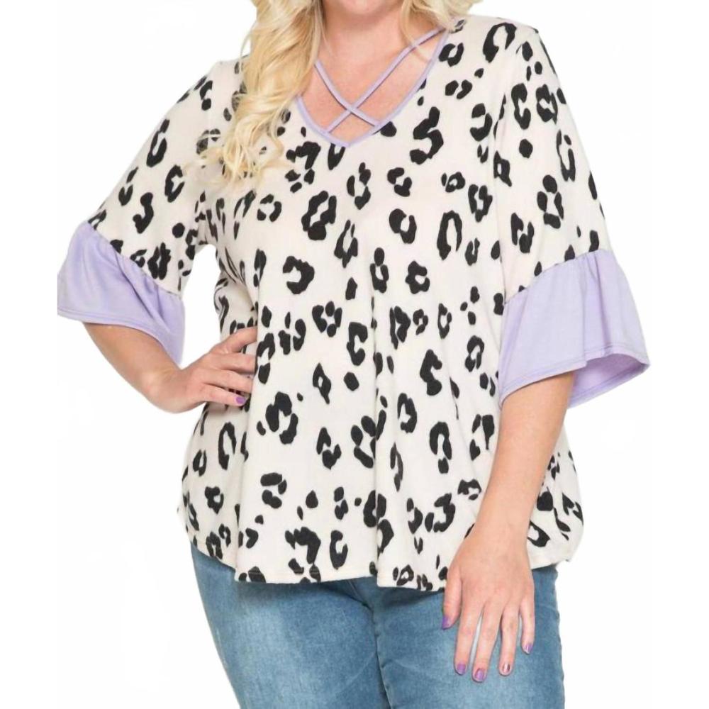 NEW STORYTELLER leopard ruffle sleeve cage chest in multicolor
